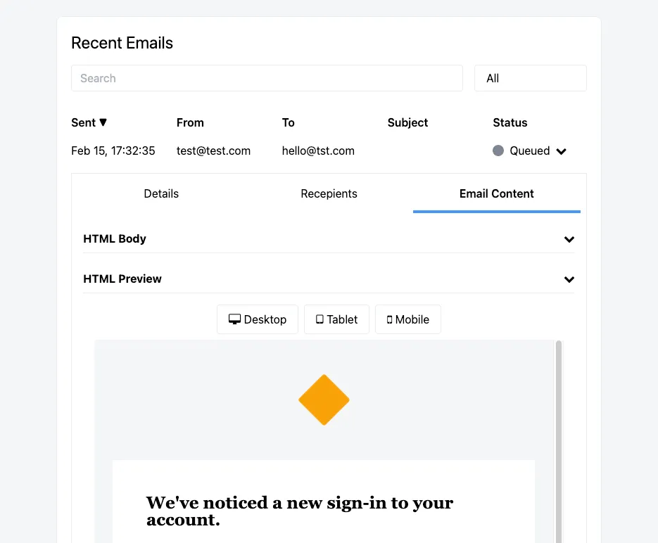 HTML Email Preview with Tabs