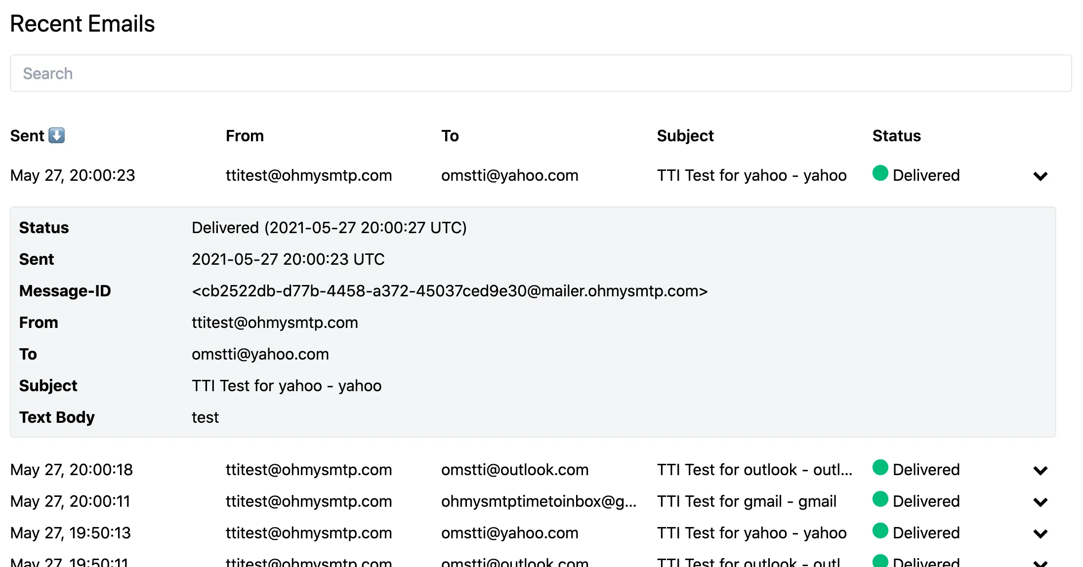 Screenshot of transactional email provider dashboard MailPace